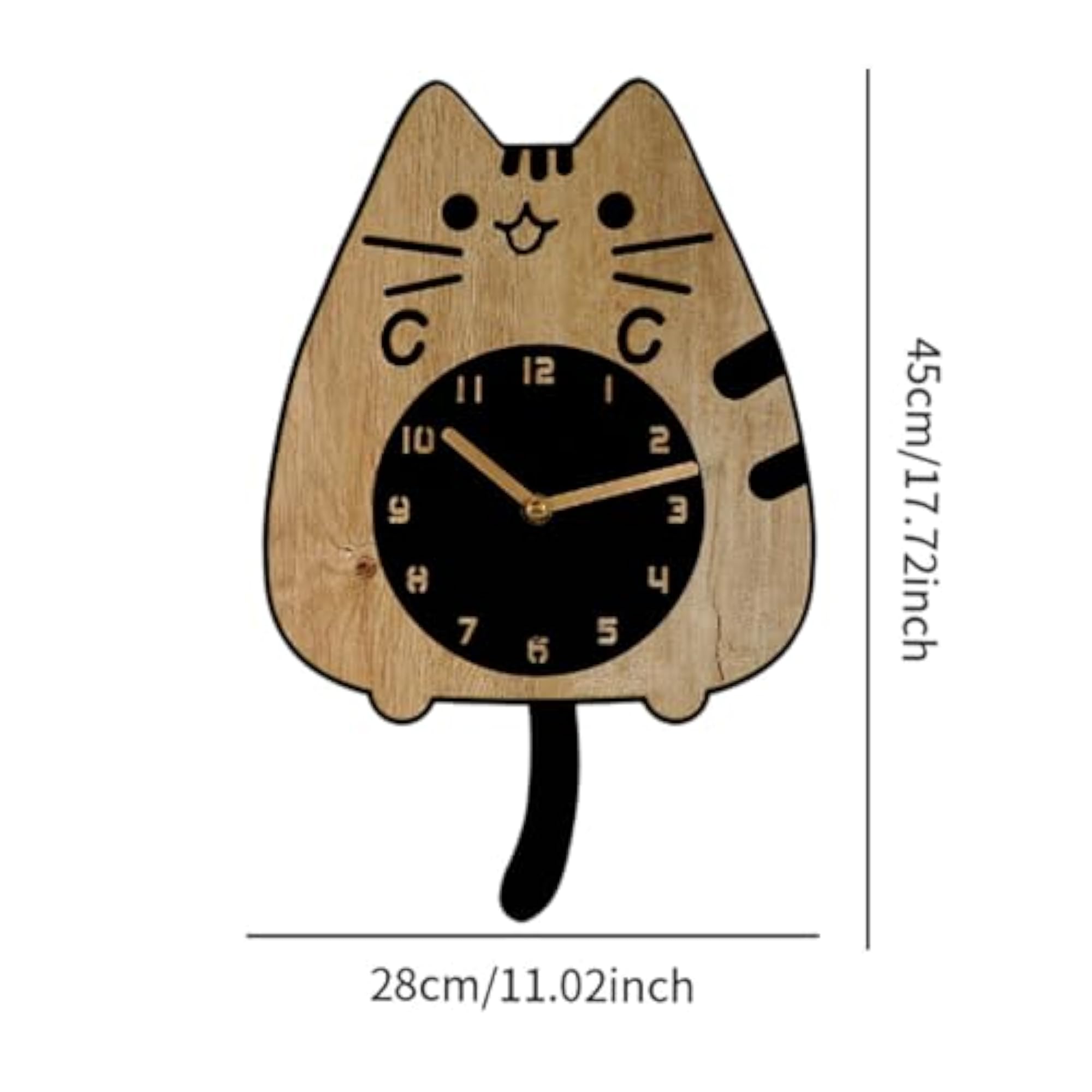 Portable Bedside Table with Cat Wall Clock Ornament